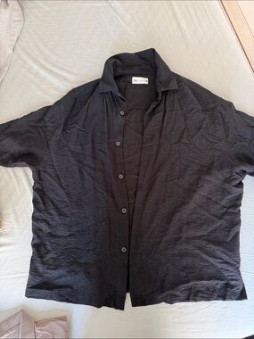 Zara linen - style button up tee